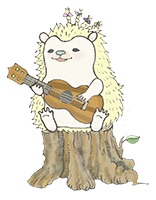 はりねずみがウクレレを演奏するイラスト