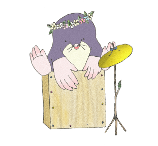 もぐらがカホンを演奏するイラスト