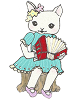 ねこがアコーディオンを演奏するイラスト
