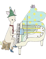 しかがピアノを演奏するイラスト
